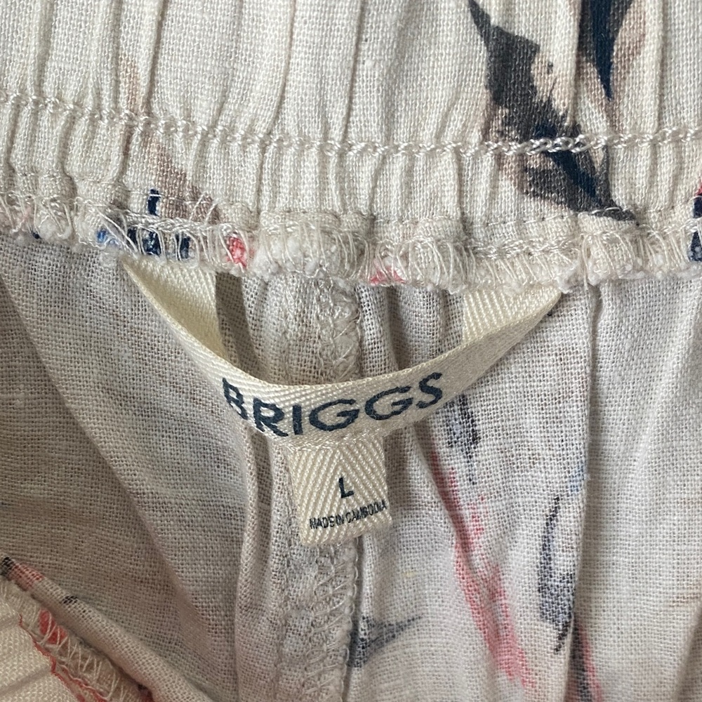 Briggs Ladies Linen Blend Pull-On Pants Sz: Large  Tan Floral (discount price) - Picture 6 of 9
